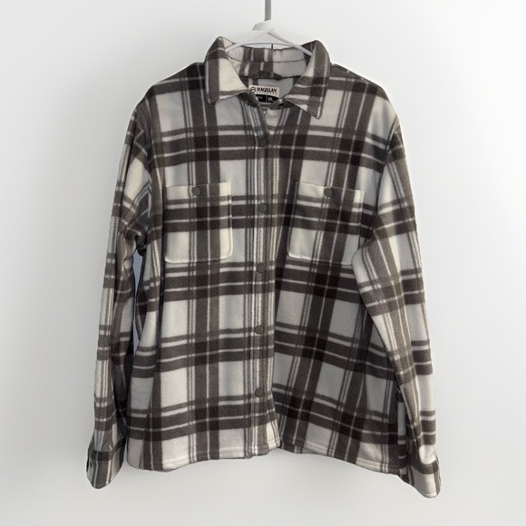 Magellan Outdoors Shirt Jacket Flannel Women's Size XXL Classic Fit Gray Plaid - Picture 1 of 7